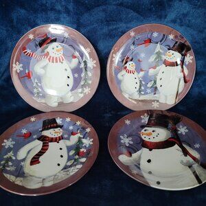 Set of 4 Snowman Plates